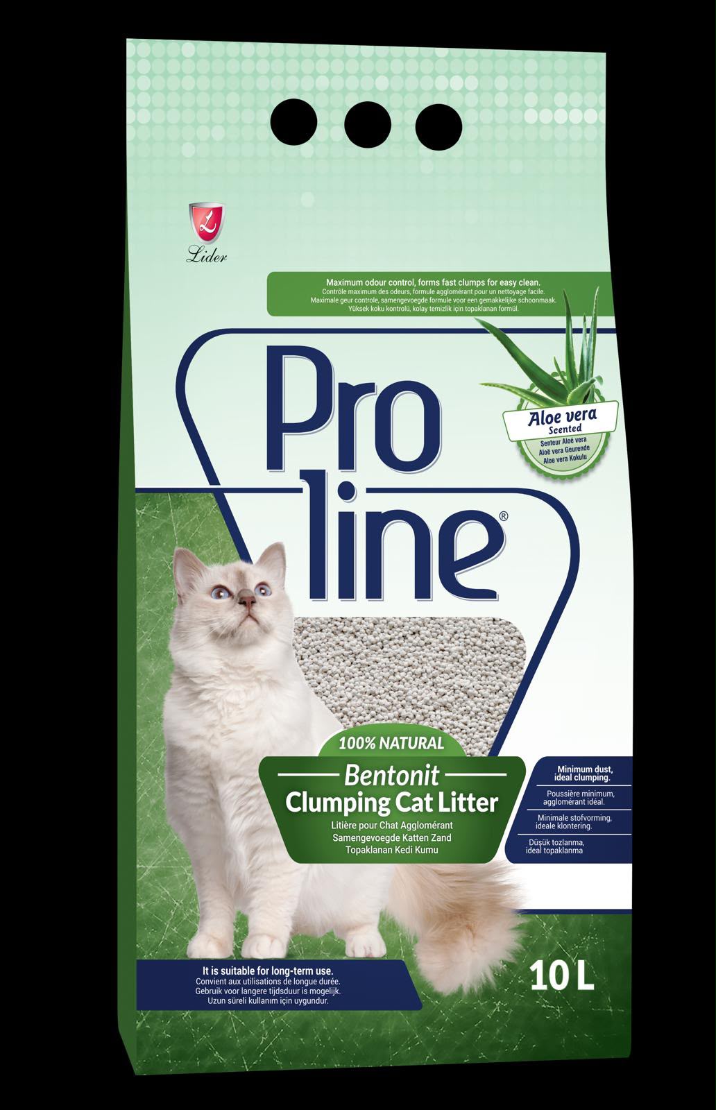 Proline Bentonite Clumping Cat Litter -Aloe Vera -10 L