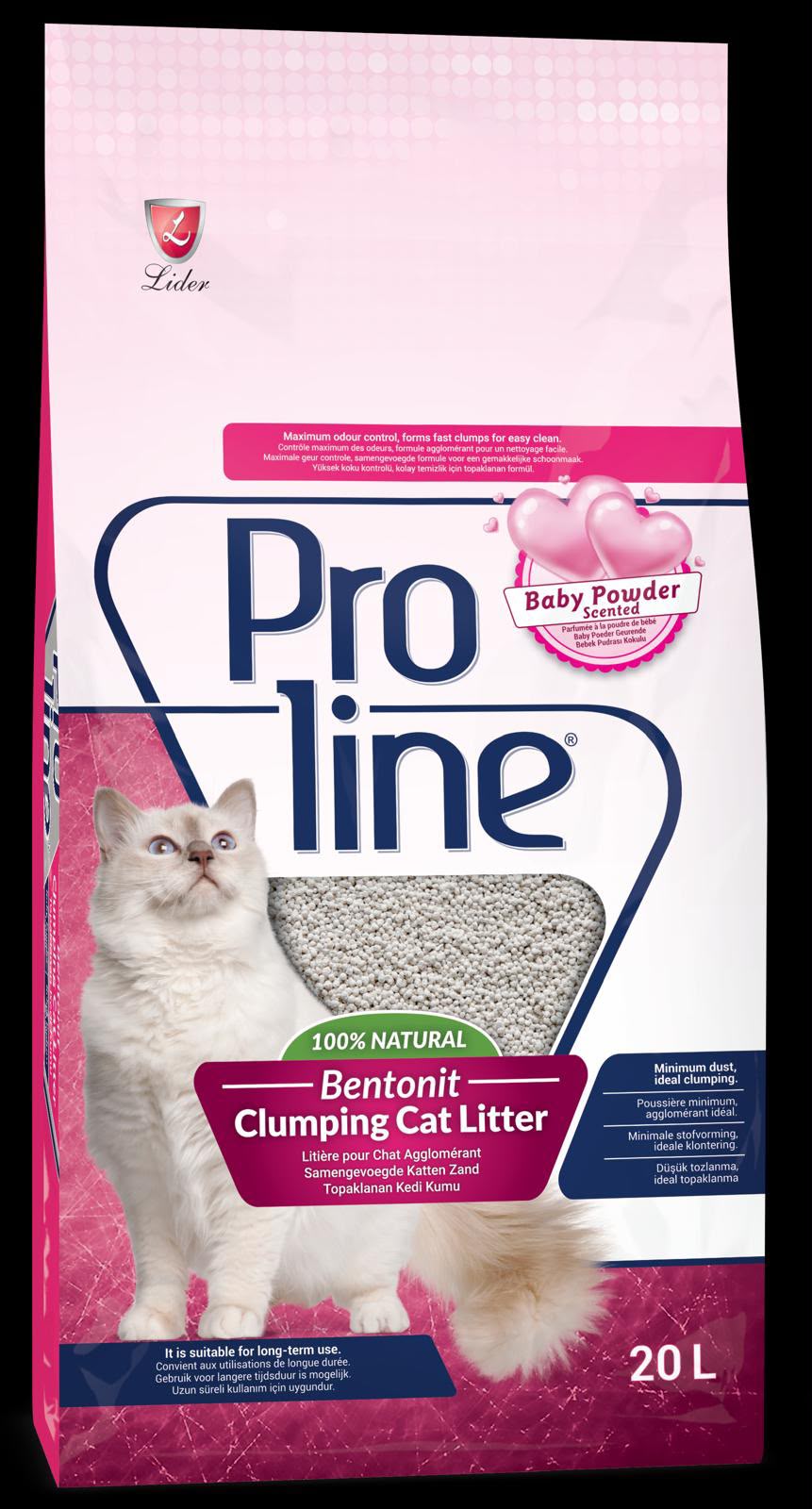 Proline Bentonite Clumping Cat Litter -Baby powder-20L